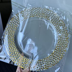Assiettes de présentation en <span class=keywords><strong>plastique</strong></span> doré et argenté, 13 pouces, pour restaurant, mariage, fête, décoration de table de Noël - Product Image 4