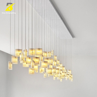 Plafonnier LED Carré Dépoli Bang Sheng Lighting avec Télécommande, Décoration Artistique pour Hôtels et Résidences Open-Plan (Taille Moyenne) en Verre