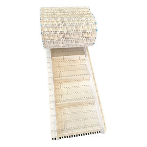 OPB düz plaka + saptırma + yan etek beyaz OPB düz plaka modüler kemer OPB düz plaka konveyör bandı - Product Image 5