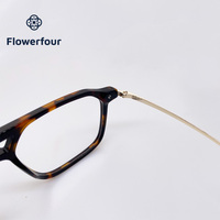 Gafas Unisex con Diseño de Doble Puente, Montura Transparente, Retro, Modernas, Hechas a Mano, de Acetato Ligero, Montura Completa Cuadrada, Gafas Ópticas