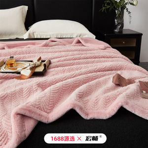 Manta de Imitación de Lana de Cordero Tipo A, 200x230cm, Extra Gruesa, Felpa, Portátil, para Uso Doméstico, Otoño Invierno, Color Sólido, Rectangular - Product Image 2