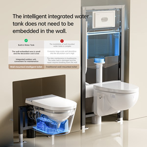 Inodoro Inteligente <span class=keywords><strong>con</strong></span> Certificación CE, Colgado en la Pared, <span class=keywords><strong>con</strong></span> Calentamiento Instantáneo, Bidé <span class=keywords><strong>con</strong></span> Apertura Automática, Control Remoto, Sifónico Inteligente - Product Image 4
