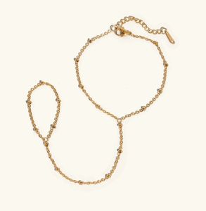 مجوهرات ملهمة مطلية بالذهب عيار 18 من الفولاذ المقاوم للصدأ الفاخر غير مشوه سلسلة صغيرة خاتم معصم إصبع سوار موضة عيد الحب - Product Image 1