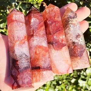 Vente en gros de pierres de cristal de quartz de feu naturel poli de style bohème, tour de cristal pour décoration d'intérieur unique et cadeaux de vacances - Product Image 1