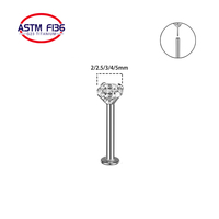 Vente en gros de clous d'oreilles en titane G23 ASTM F136, bijoux de corps à la mode avec zircon pour piercing d'oreille