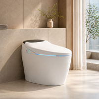 Toilette automatique avec réservoir encastré, toilette intelligente monobloc en céramique avec bidet intégré, éclairage nocturne, affichage LED, siège chauffant
