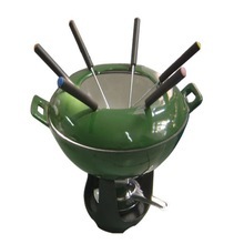 Ensemble de <span class=keywords><strong>fondue</strong></span> en fonte émaillée, type cocotte hollandaise, pour fromage, chocolat, crème glacée, viande, couleur rouge, avec logo personnalisé, moderne - Product Image 6