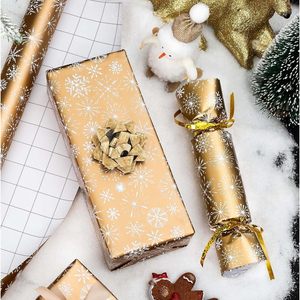 MAYPLUSS Winter Snowflake Christmas Wrapping Paper 17 Inch X 33 Feet Gold With White Print For Gift Craft Eco-Friendly - Product Image 5