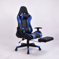 Sedia Ergonomica da Gaming, Poltrona Girevole per PC in Pelle Blu, Comoda Sedia da Gaming con Poggiapiedi