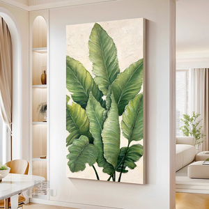 Hand Painted Oil Painting Green Plant <b>Art</b> Modern Minimalist Style 3D Visual Effect Frameless Wall Decor for Hallway Entryway - Product Image 4