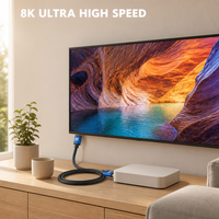 Câble 8K Ultra HD 3D 4K 2160P HDR 120Hz 48Gbps HDCP 2.2 avec gaine en PVC plaqué or pour moniteur, projecteur, ordinateur, téléviseur HD