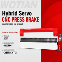 Presse plieuse CNC WE67K 200T6200MM à haute efficacité et économie d'énergie, avec contrôle de vérin stable et couronnage automatique