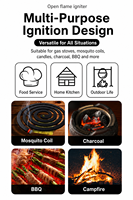 Briquet utilitaire rechargeable à longue tige, multicolore, allumage par pression sécurisé, pour barbecue, cheminée, bougie, cuisinière, foyer