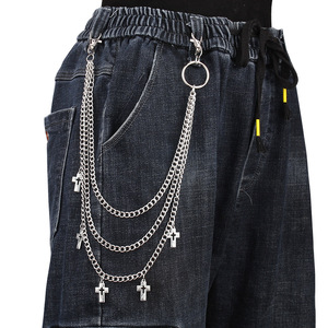 Cross Waist <b>Chain</b> Multi Layered Hollow Metal Ring Pendant Pants <b>Chain</b> Zinc Alloy Daily Wear - Product Image 1
