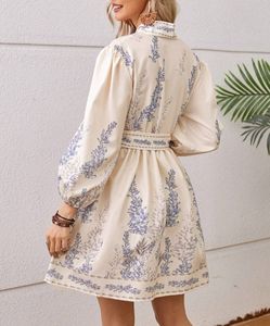 महिलाओं के लालटेन आस्तीन बंधे वी-गर्दन की पोशाक - Product Image 2