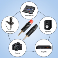 Konektor TRS Stereo 3.5mm Warna Emas dengan Bodi Hitam untuk Mixer Gitar, Speaker, dan Amplifier