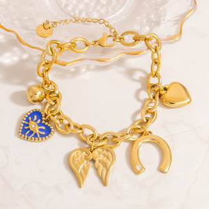 กำไลข้อมือแฟชั่นสำหรับผู้หญิงจี้รูปโบว์ปีกชุบทองจากยีวู - Product Image 4