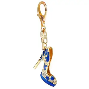 Atacado Rhinestone Bling Sapato Chaveiros para Mulher Sapatos de Salto Alto Saco Keychain Car Ring Keychain Metal Para Meninas Charme