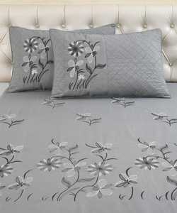 Luxury Silvia 3 Piece Embroidery <b>King</b> <b>Size</b> Bedsheet Set 108x108 Inch with 2 Quilted Embroidery Pillow Covers - Product Image 6