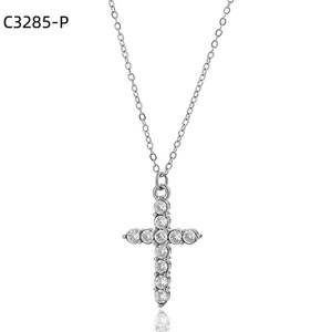 Amy Amy <b>Cross</b> Pendant Necklace 925 Silver Rhodium Plated Crystal Rhinestone Religious Christian Everyday Wear Women's Jewelry - Product Image 1