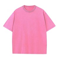 Kaos Retro 230g Heavyweight Vintage-washed Lengan Pendek Bernapas O-Neck Batik-dyed Drop-shoulder Cut 100% Katun Santai