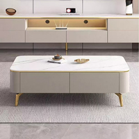 Meuble TV blanc minimaliste moderne Table basse en marbre de luxe pour salon Combinaison de meuble TV