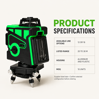 Niveau laser vert, niveau laser à faisceau vert, niveau laser 360°, niveau laser à lignes croisées, niveau laser vert 12 lignes