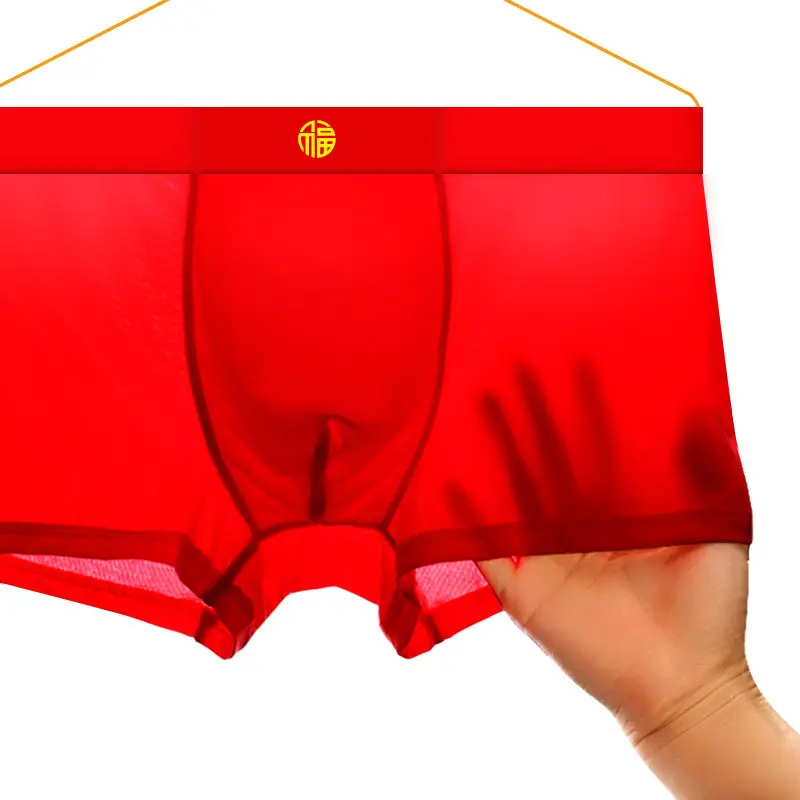 Roupa Interior dos homens Direta da Fábrica Fina Respirável Boxer Shorts dos homens Confortável Big Red Lunar Ano Novo Calcinha