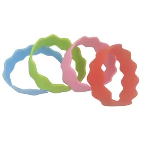 Advertising Gift Custom Wave Shape Silicone 1 Inch Hand Rubber Band Wristbands Rubber Silicone ID Bracelets Custom