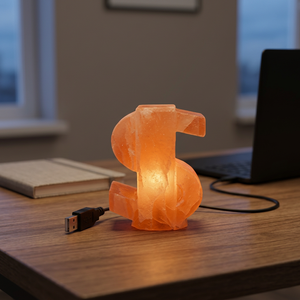 Lampe de Sel de Pierre Naturelle de l'Himalaya Sculptée à la Main, Mini USB avec Base en Bois, Écologique, Qualité Supérieure, Export, Veilleuse Feng Shui - Product Image 1