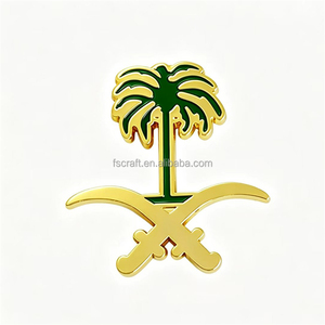 Pin Metálico con Emblema Nacional <span class=keywords><strong>de</strong></span> Arabia Saudita, Insignia Esmaltada <span class=keywords><strong>de</strong></span> Espada y Palma Árabe, Broche MBS para Decoración <span class=keywords><strong>de</strong></span> Teléfonos y Mochilas - Product Image 1