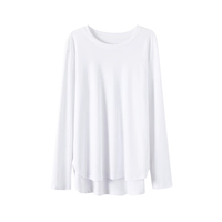 2024 printemps nouvelles femmes vêtements 100% coton T-shirts Pour Femmes avec fente latérale col rond uni blanc blanc t-shirt