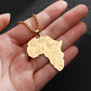 Collar <span class=keywords><strong>de</strong></span> África <span class=keywords><strong>de</strong></span> diseño personalizado, collar chapado en oro <span class=keywords><strong>de</strong></span> 18 quilates, collar <span class=keywords><strong>de</strong></span> <span class=keywords><strong>mapa</strong></span> con estampado <span class=keywords><strong>de</strong></span> bandera nacional, acero inoxidable <span class=keywords><strong>para</strong></span> mujeres y hombres, joyería - Product Image 4