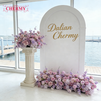 Décoration de rangée de fleurs violettes OEM Chemin de table Rangée florale Arrangement de fleurs artificielles violettes