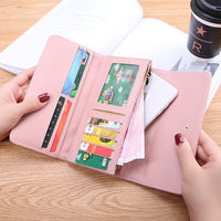 Dompet Panjang Wanita Kulit PU Gaya Sederhana, Dompet Koin Ber-resleting untuk Wanita, Tempat Kartu Tahan Air, Dompet Genggam Wanita