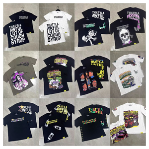 เสื้อยืดดีไซน์เนอร์สุดหรูสั่งทำขายส่งลาย COUGH SYRUP สไตล์สตรีทแวร์  จำนวนมากรุ่นนี้เป็นเสื้อยืดคอกลมคุณภาพสูงสำหรับผู้ชาย ผ้าฝ้ายแท้ - Product Image 1
