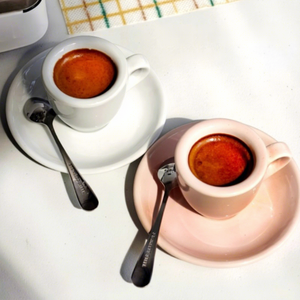 Tasse à expresso 50 ml en céramique, paroi épaisse de 9 mm, avec soucoupe, style simple, couleur unie, blanc, noir, rose. - Product Image 5