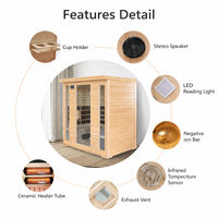 Sauna Portátil de Infrarrojos KLAFIN para 2-4 Personas, de Madera de Hemlock, Moderna, con Vaporizador