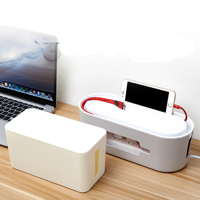 Cable Management Box, Cord Organizer and Cover with Cable Kit - Desk