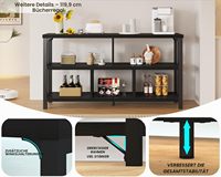 Étagère industrielle noire à 5 compartiments, bibliothèque en métal et bois, étagère ouverte, console TV autoportante, étagère de rangement