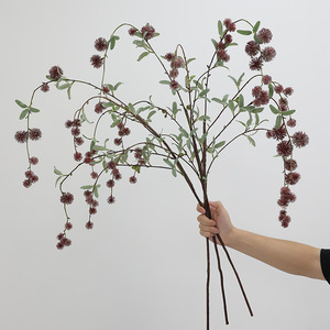 H-788 plastique artificiel <span class=keywords><strong>de</strong></span> qualité supérieure 116cm <span class=keywords><strong>de</strong></span> Long 5 branches branche <span class=keywords><strong>de</strong></span> baies <span class=keywords><strong>de</strong></span> châtaigne artificielle Eryngo pour la décoration <span class=keywords><strong>de</strong></span> mariage - Product Image 3