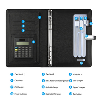 Boîte-cadeau pour ordinateur portable de marque Classeur à anneaux Journal Notebook Carte Portefeuille Organisateur avec chargeur Powerbank et clé USB