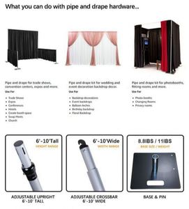 Cortina de Fondo Ajustable de 6 a 20 Pies, Kits de Tubos y Cortinas Multiusos para Ferias Comerciales, Bodas, Exhibiciones y Convenciones - Product Image 5