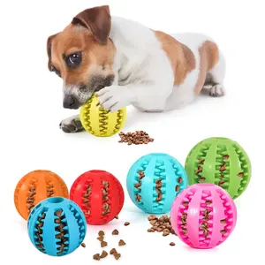 卸売不滅耐久性ペットインタラクティブ歯クリーニングおもちゃゴムディスペンシング犬噛むおもちゃボール