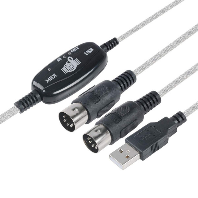 USB to MIDI Cable Converter 2 in 1 PC to Music Studio Keyboard Interface Wire Plug Controller Adapter Cord