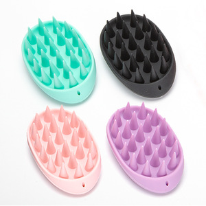 Cepillo de masaje para el cuero cabelludo, herramienta de silicona para el cuidado del cabello, para limpieza y relajación de la cabeza, verde, negro, rosa, morado - Product Image 1