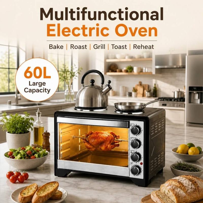 Electric Mechanical Convection Air Fryer Toaster Oven Knob 60L Metal ...