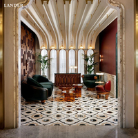 LanderStone Parquet en marbre jet d'eau personnalisé avec revêtement de sol intérieur pour restaurant de Dubaï Carreaux de mosaïque en marbre jet d'eau 600*600mm