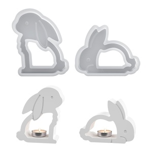 Moule en silicone DIY pour bougeoir creux Lapin de Pâques, décoration en plâtre, moderne et simple - Product Image 5