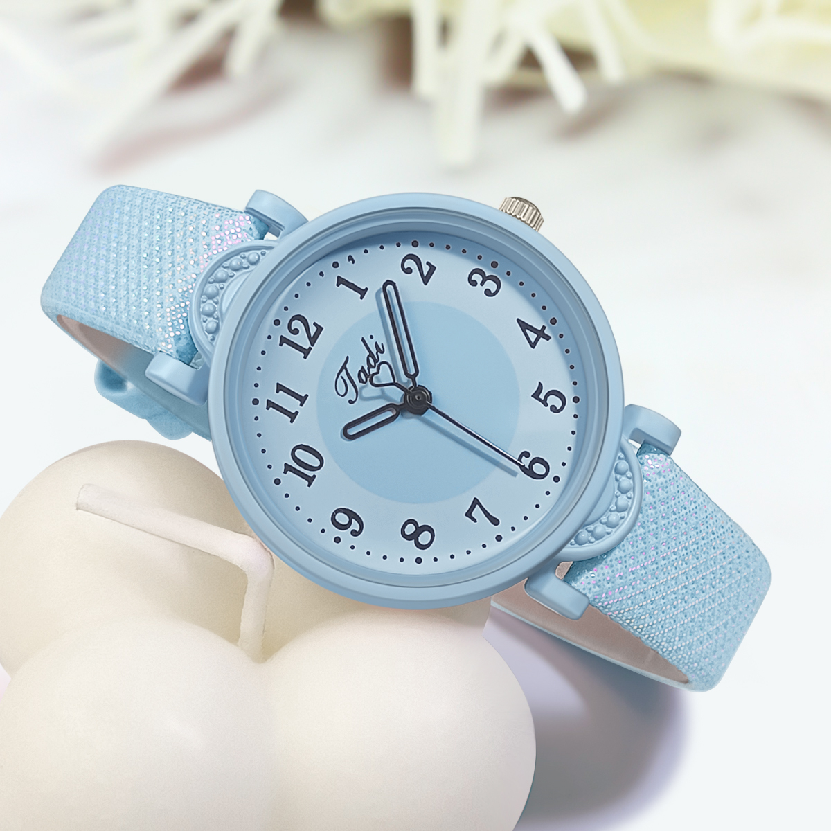 Women\'s Blue Analog Quartz Solid Pu Leather Strap Bling Rhinestone Wrist Watch Women Simple Quartz Wrist Watch PU Leather Strap - Hunt Watches main image 2